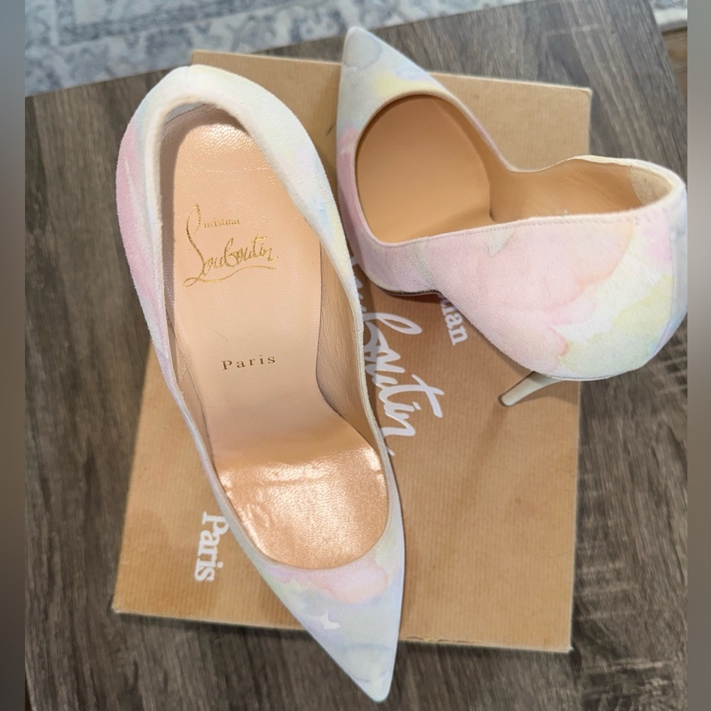 Aquarelle Kate Suede 120 Heels By Christian Louboutin. Size 38.5 Worn Once - Picture 2 of 9